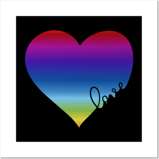 Rainbow Love Heart Pride Design Posters and Art